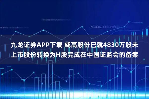 九龙证券APP下载 威高股份已就4830万股未上市股份转换为H股完成在中国证监会的备案